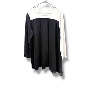 Wynne Layers Colorblock Tunic Top Women's XL Black White Long Sleeve Minimal